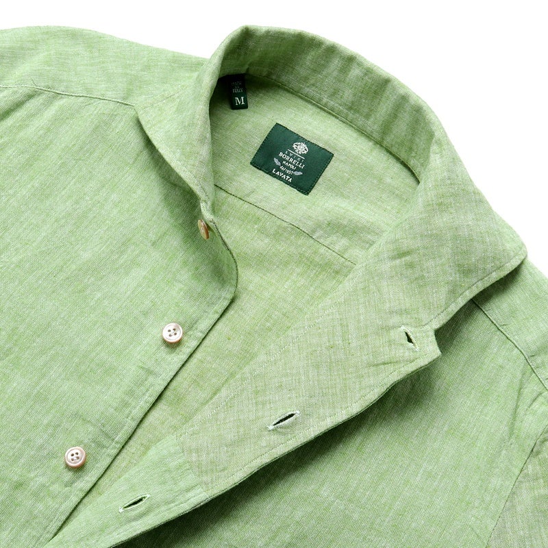 LUIGI BORRELLI/イタリアンカラー/リネンシャツ 26SS リネンコットンポプリンイタリアンカラーカジュアルシャツ