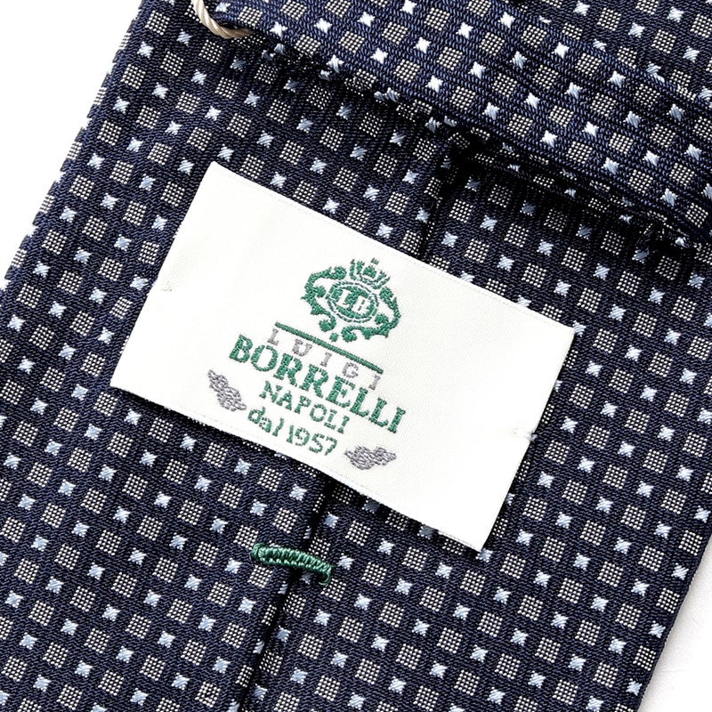26-27AW シルクジャカード小紋柄ネクタイ／327（ネイビー×サックス