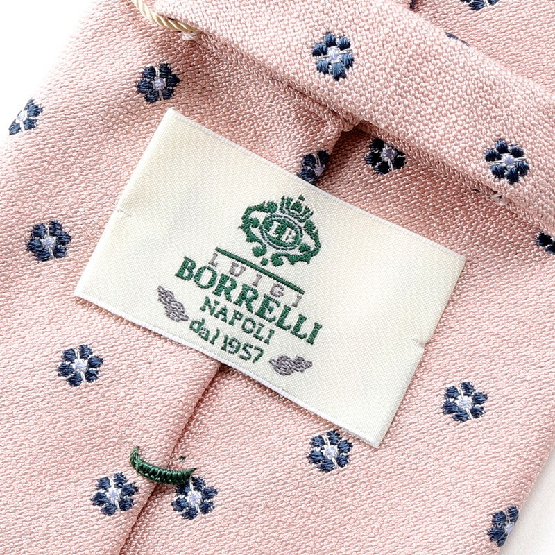 26-27AW シルクジャカード小花柄ネクタイ／340（ピンク×ネイビー