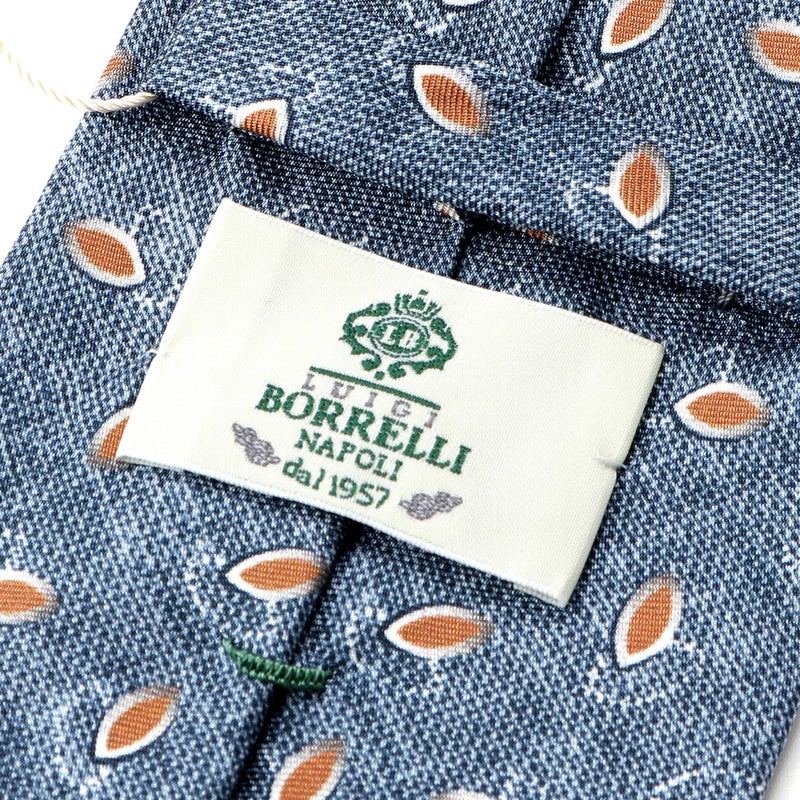 26-27AW シルクプリント小紋柄ネクタイ／603（ブルー×テラコッタ
