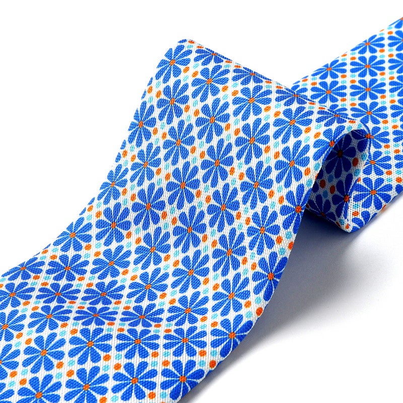 26-27AW シルクプリント花柄ネクタイ／605（ブルー基調） | LUIGI